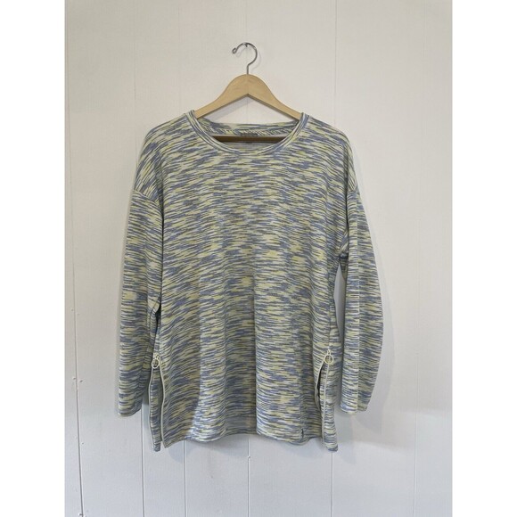 T by Talbots XL Sweatshirt Crewneck Classic French Terry Pullover Blue/Yellow - Picture 10 of 16